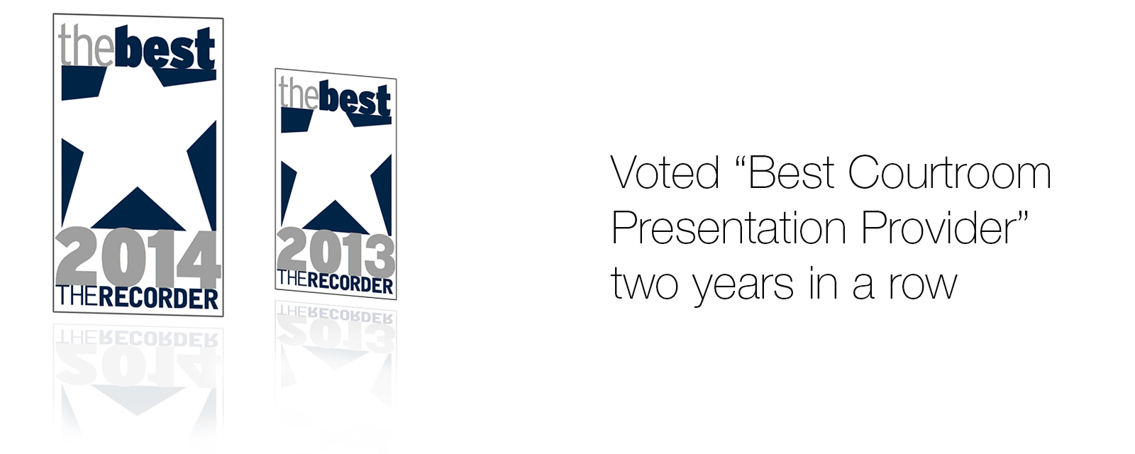 Best Courtroom Presentation Provider 2014 and 2013 Best Courtroom Presentation Provider 2014 and 2013
